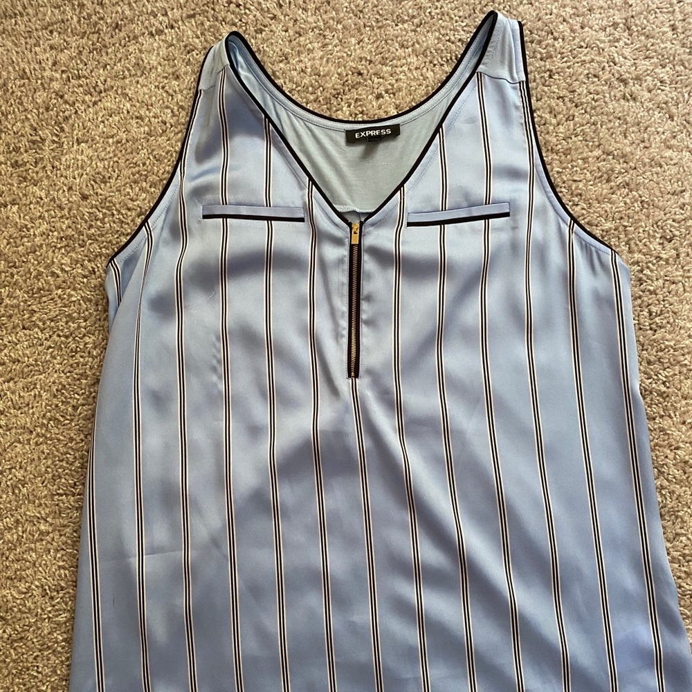 EXPRESS Blue Pinstripe Blouse | Sz L